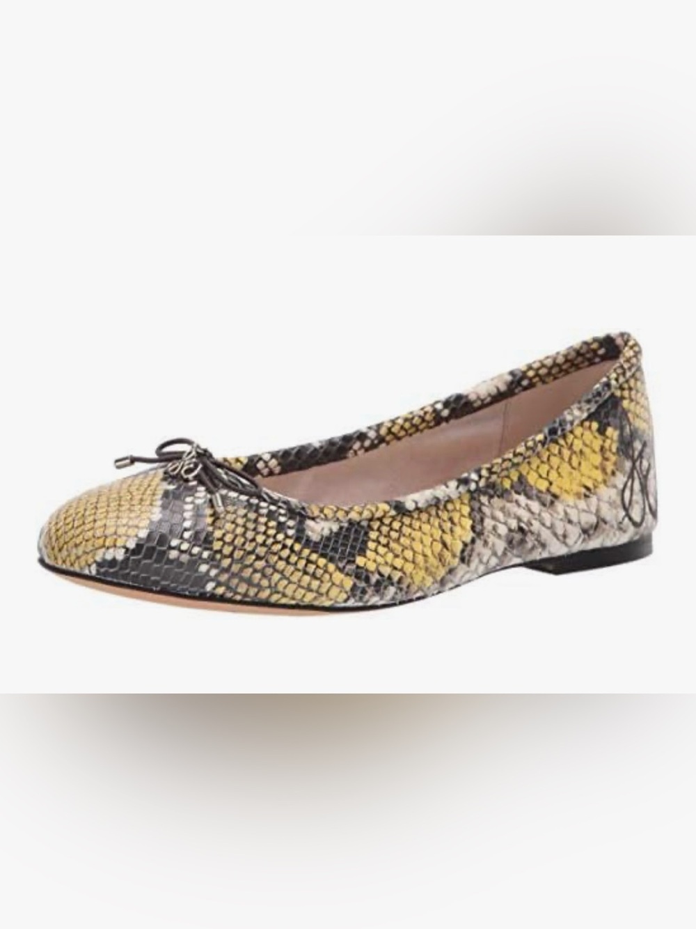Sam Edelman Yellow and Black Snake-Print Ballet Flat